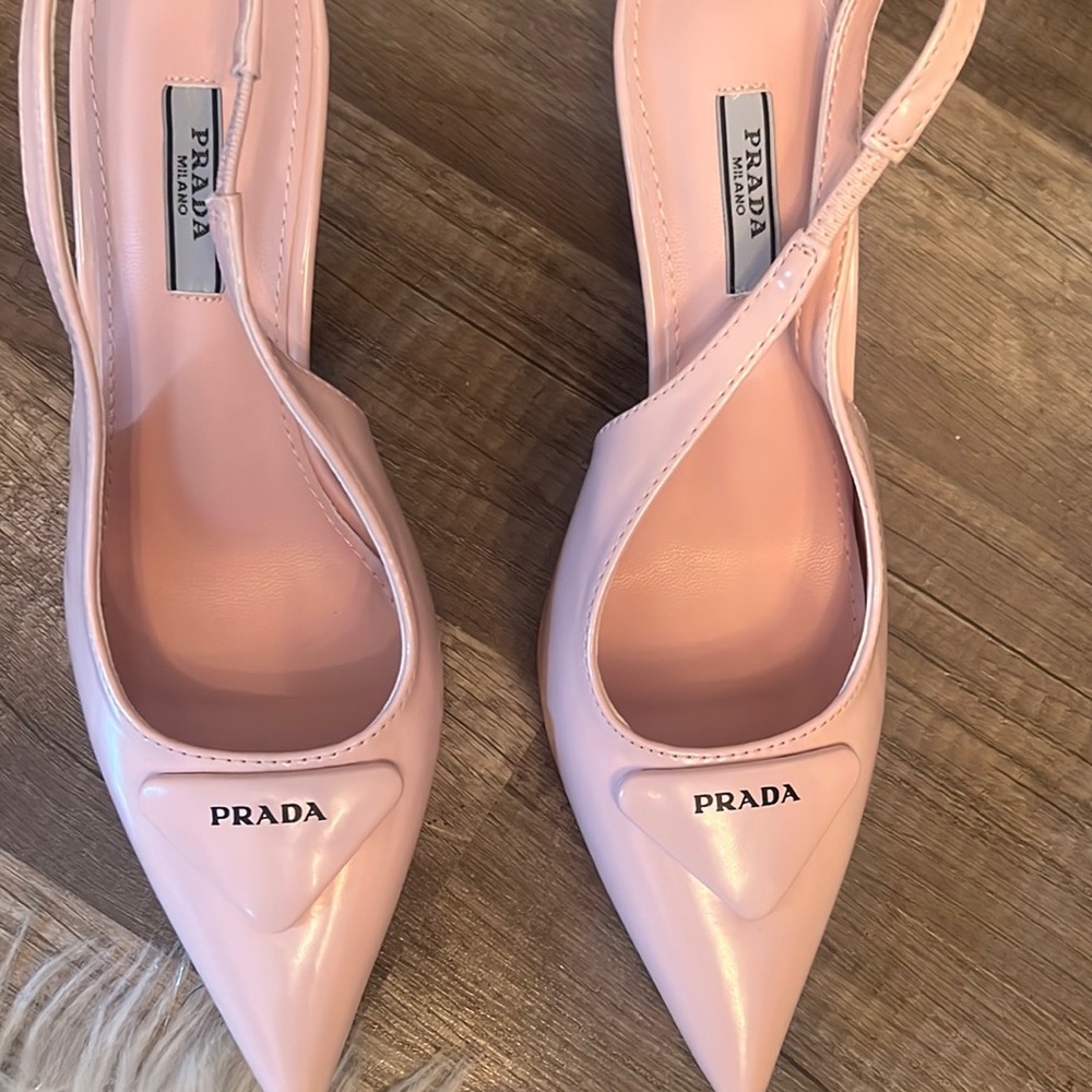 PRADA Brushed leather slingback pumps PINK